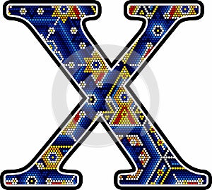 Colorful huichol style initial x