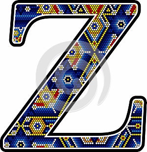 Colorful huichol style initial z