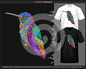 Colorful Humming bird mandala arts isolated on black and white t shirt