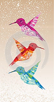 Colorful humming birds illustration.