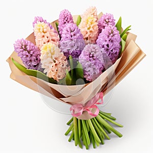 Colorful Hyacinth Bouquet: Light Pink And Bronze 3d Flowers photo
