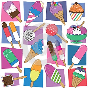 Colorful ice cream collection background