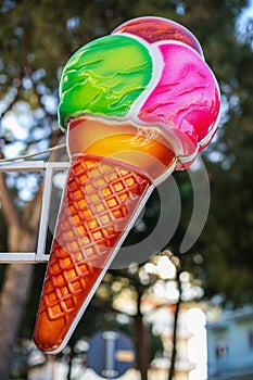 Colorful ice cream parlor vintage sign