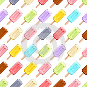 Colorful ice cream popsicles seamless pattern.