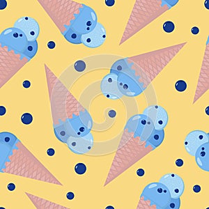 Colorful ice-cream seamless pattern with berries