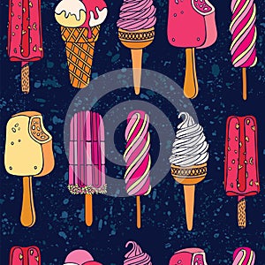 Colorful ice cream seamless pattern design.