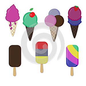 colorful ice creams