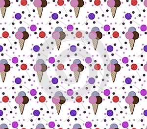 Colorful ice creams, dots and lollipops