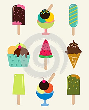 Colorful Icecreams Set