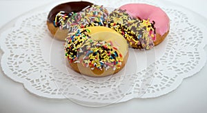 Colorful iced donuts