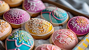 Colorful Iced Homemade Easter Egg Cookies