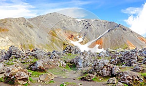 Colorful Icelandic landscape with mountains. National park Landmannalaugar