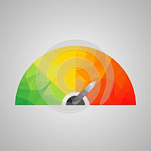 Colorful icon with arrows in the style of triangulation