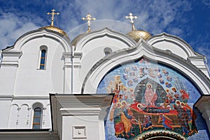 Colorful icon. Assumption Church in Yaroslavl, Russia.