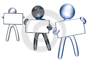 Colorful icon figure with blank message board