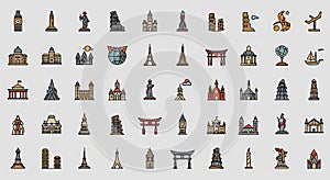 World Landmarks Icon Set