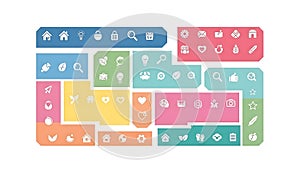 Colorful Icon Set, Web Design Elements, UI Vector Graphics