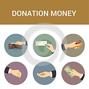 Colorful icons donations of money, vector