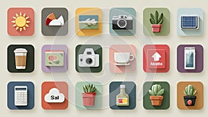 Colorful Icons of Everyday Objects and Nature Elements for Design
