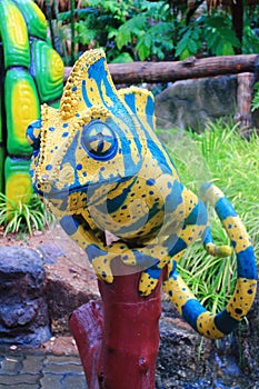 Colorful iguana statue