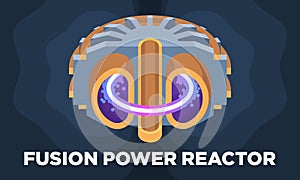 A colorful illustrated model of a fusion power reactor