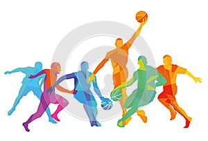 Colorful illustration of basketball players