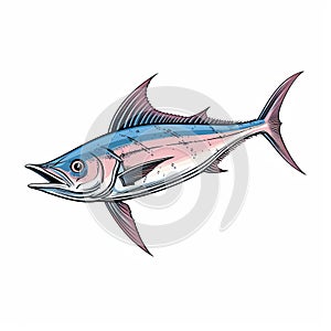 Colorful Illustration Of A Blue Marlin With Exacting Precision