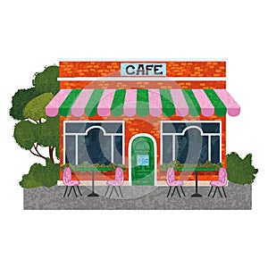 Colorful Illustration of Cafe
