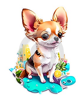 colorful illustration of a chihuahua dog