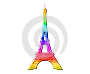 Colorful illustration of the Eiffel Tower in Paris on a white background