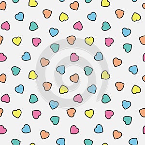 Colorful illustration hearts pattern seamless background