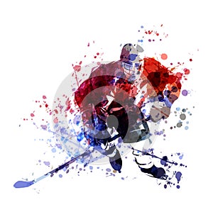 Colorful illustration of hockey player