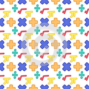 Colorful  illustration of math symbols seamless pattern for education, back to school