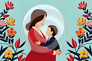 Colorful illustration of Mother\'s love