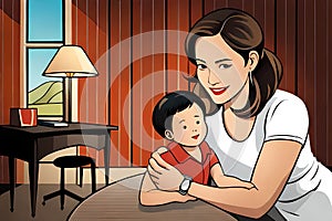 Colorful illustration of Mother\'s love