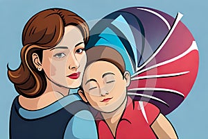 Colorful illustration of Mother\'s love