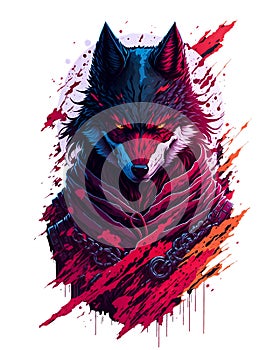 colorful illustration of a ninja warrior wolf