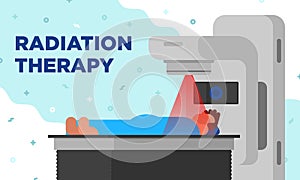 Colorful illustration of radiation therapy in a modetn