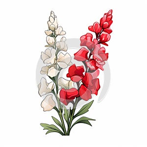 Colorful Illustration Of Red And White Flowers