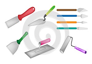 Colorful Illustration Set of Builders Tools Icon
