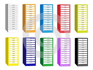 Colorful Illustration Set of The Filing Cabinets