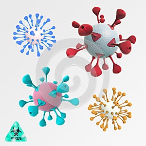 Colorful illustration set of round viruses 3