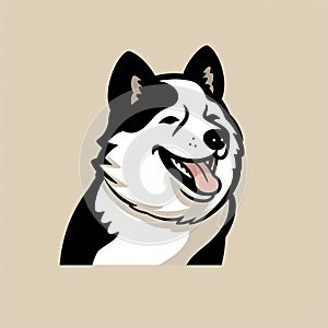 Colorful Illustration Of A Smiling Black And White Dog