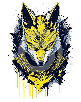 colorful illustration of a yellow warrior ninja fox