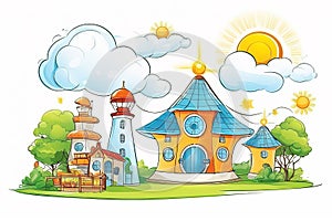 colorful illustration for your designcolorful illustration for your designcartoon landscape of the house