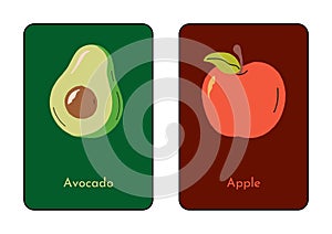 Colorful Illustrative English Fruits Flashcard - 1 photo