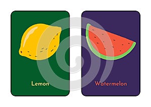 Colorful Illustrative English Fruits Flashcard - 4 photo