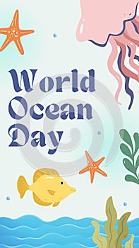 Colorful Illustrative World Ocean Day Instagram Story photo