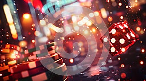 Colorful Image with Casino Dice and Chips