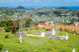 Small cemetery on a hill in Kingstown. Saint Vincent and the Grenadines. photo